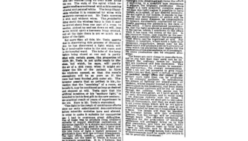 Preview of Tesla's Wireless Light - Makes Scarcely any Heat, and Closely Resembles Sunlight article