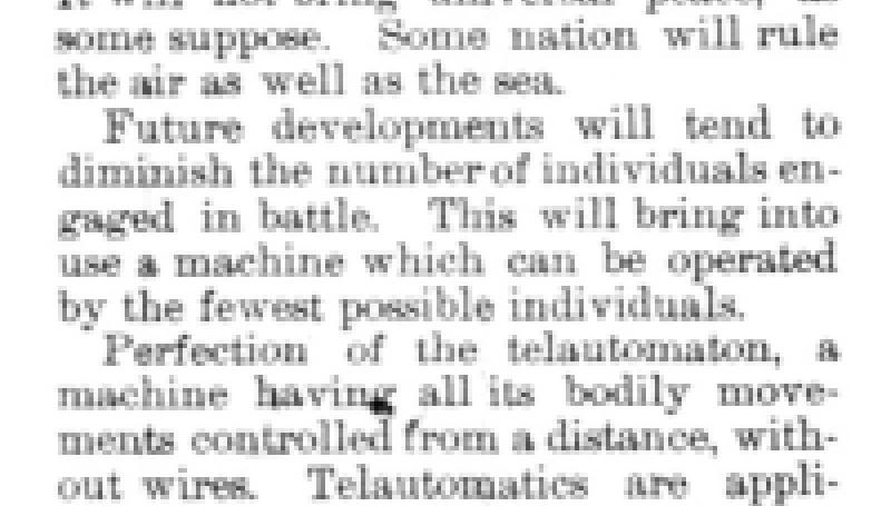 Preview of Tesla's Pretentious Predictions (reprint) article
