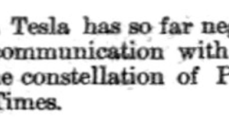 Preview of Nikola Tesla Has So Far Neglected to Attempt Communication article