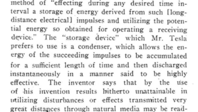 Preview of Tesla's Utilization of Electrical Effects and Radiant Energy - Editorial article