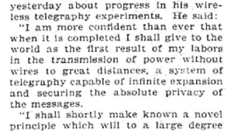 Preview of Nikola Tesla Talks article