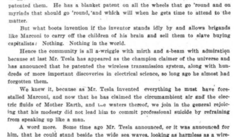 Preview of Thank Heaven, Our Mr. Tesla Is Beginning to Claim Things! article