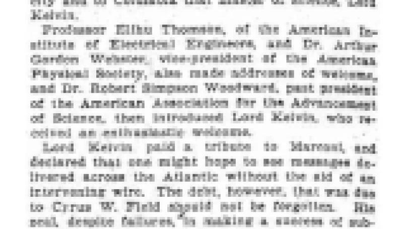 Preview of Reception for Lord Kelvin article