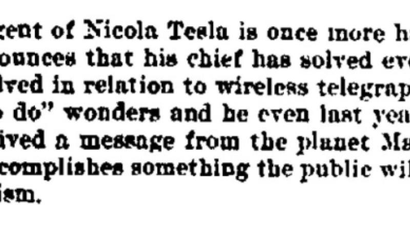 Preview of Mr. Tesla is Always "Going to Do" Wonders article