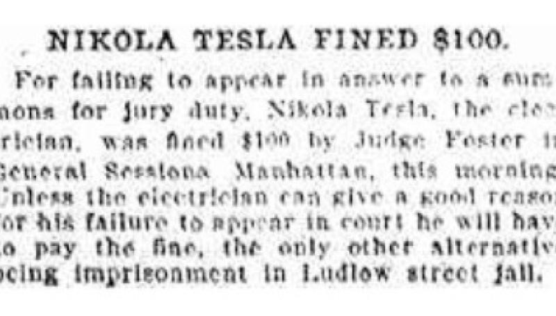 Preview of Nikola Tesla Fined $100 article