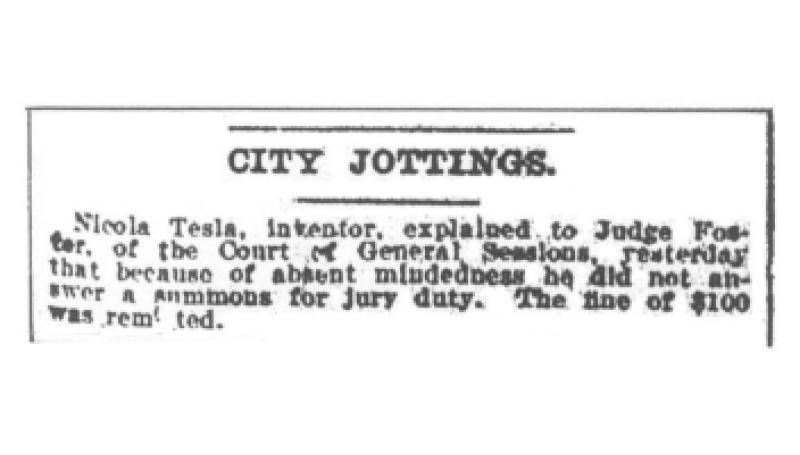 Preview of City Jottings - Tesla Claims Absent Mindedness article
