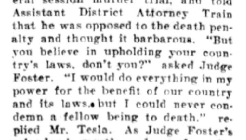 Preview of Tesla Opposes Capital Punishment article