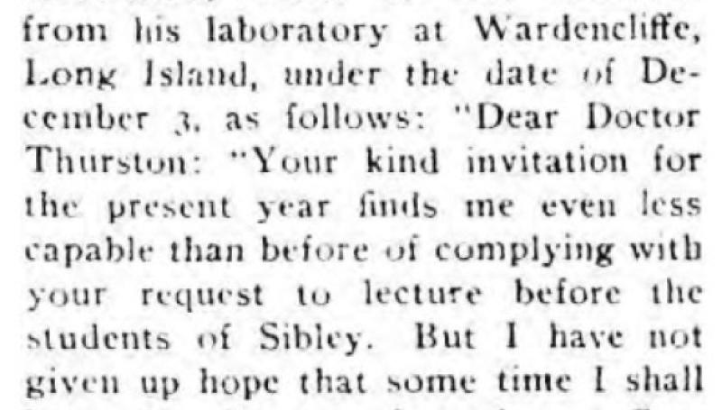 Preview of Nikola Tesla Declines to Lecture article