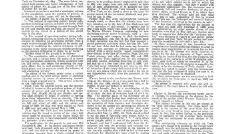 Preview of Tesla Split-phase Patents Not Infringed article