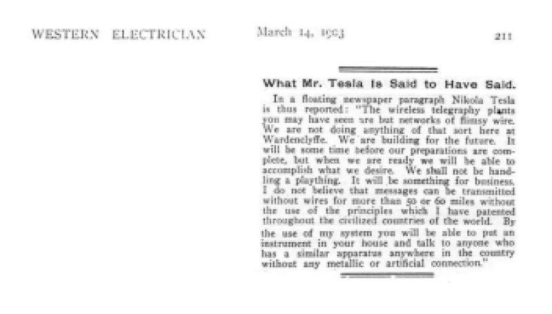 Preview of What Mr. Tesla is Said to Have Said article