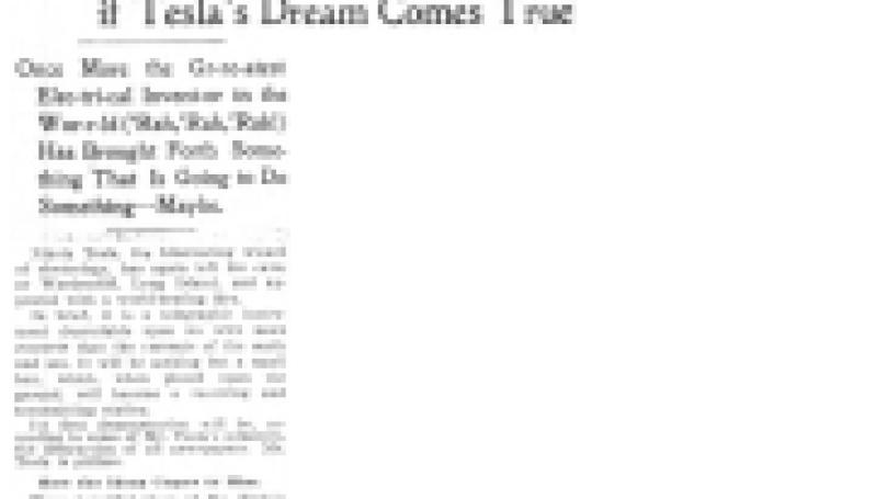 Preview of Woe Betide Poor Old Park Row! Newspapers' Finish Is in Sight if Tesla's Dream Comes True article