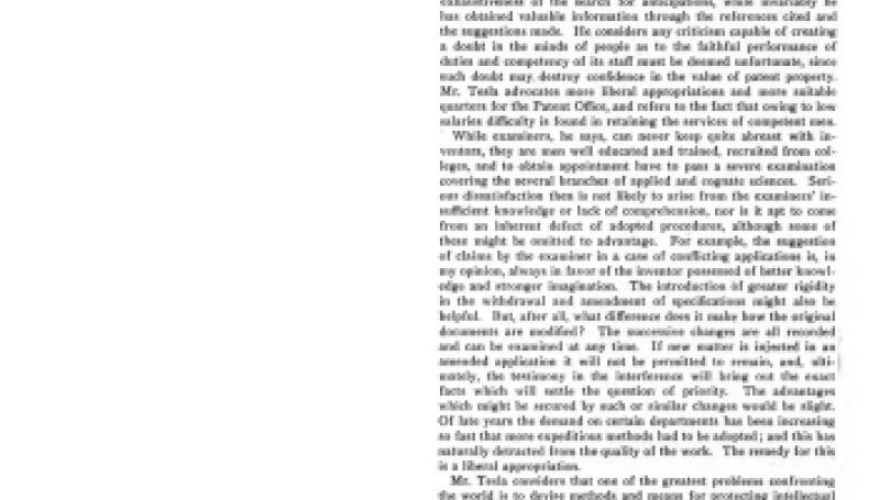 Preview of Tesla on the Patent Office article