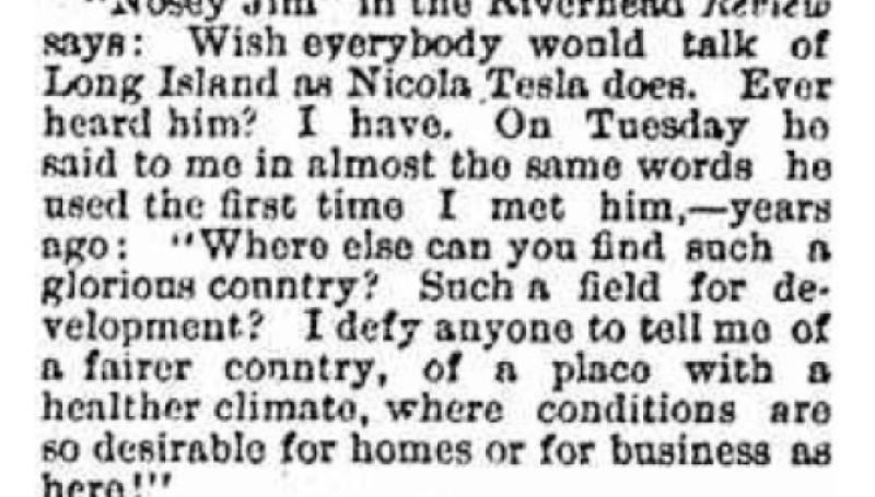 Preview of Nikola Tesla on Long Island article
