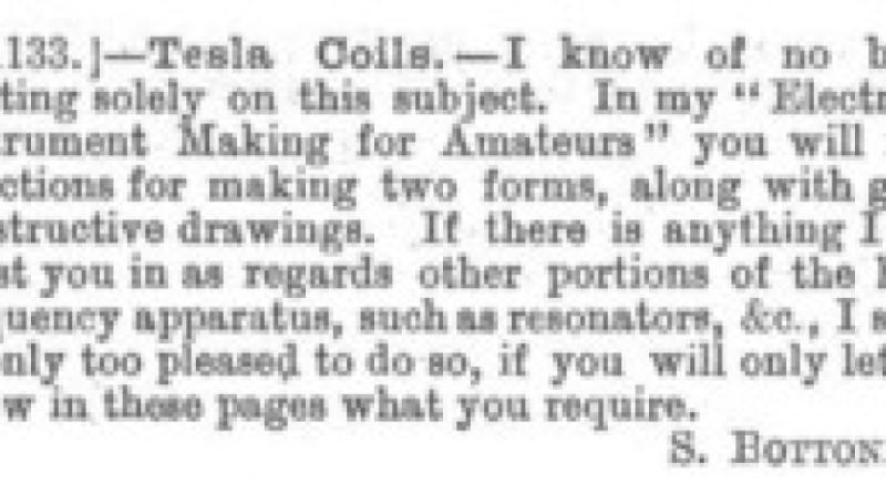 Preview of Tesla Coils - Recommended Reading: "Electrical Instrument Making for Amateurs" article