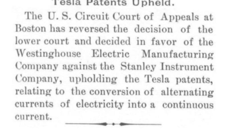 Preview of Tesla Patents Upheld in Stanley Instrument Co. Suit article
