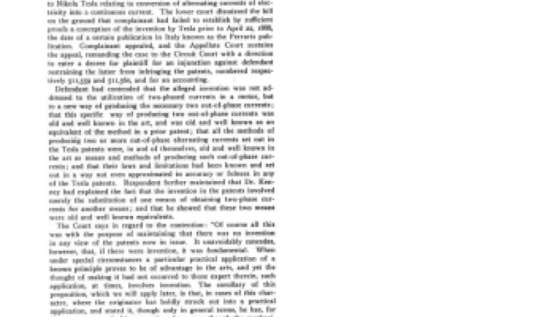 Preview of Sustaining Nikola Tesla Patent on Appeal article