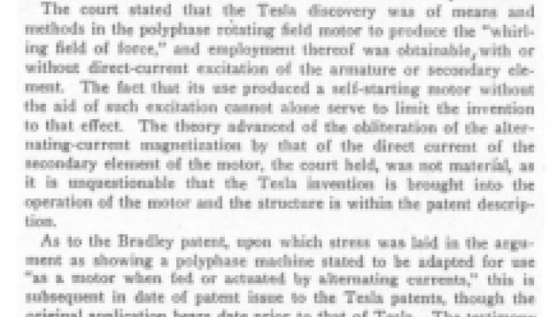 Preview of Tesla Polyphase Patents held to Cover Polyphase Synchronous Motors article
