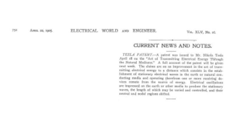 Preview of Current News and Notes: Tesla Patent article