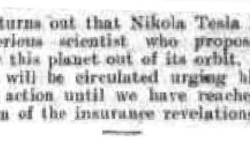 Preview of Nikola Tesla Proposes to Throw Planet Out of Orbit article