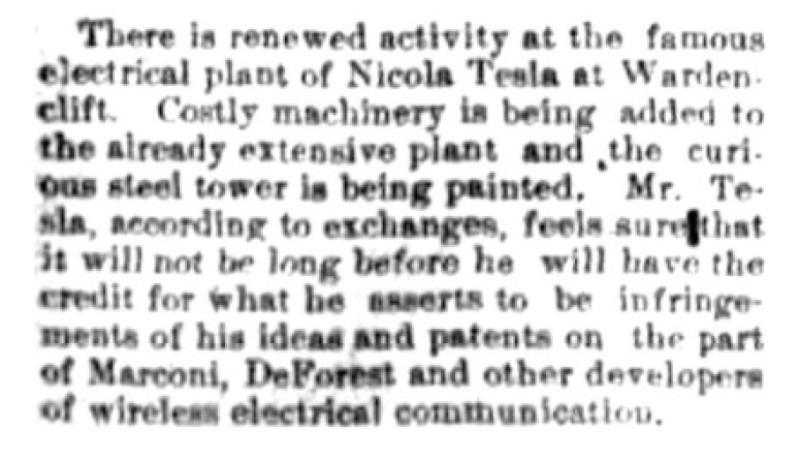 Preview of Renewed Activity at Wardenclyffe article