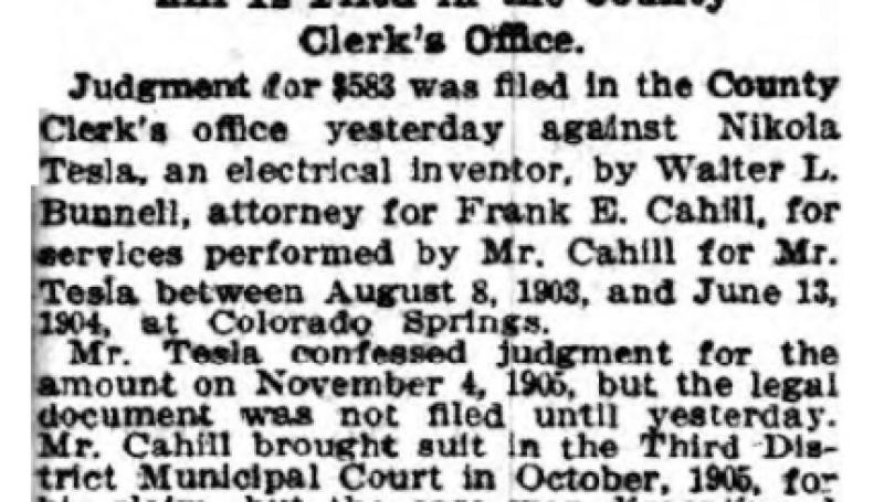 Preview of Judgment Against Tesla (Frank E. Cahill) article