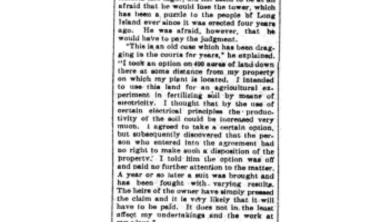 Preview of Sheriff Takes Tesla's Tower article