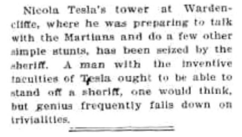 Preview of Tesla's Tower Seized article