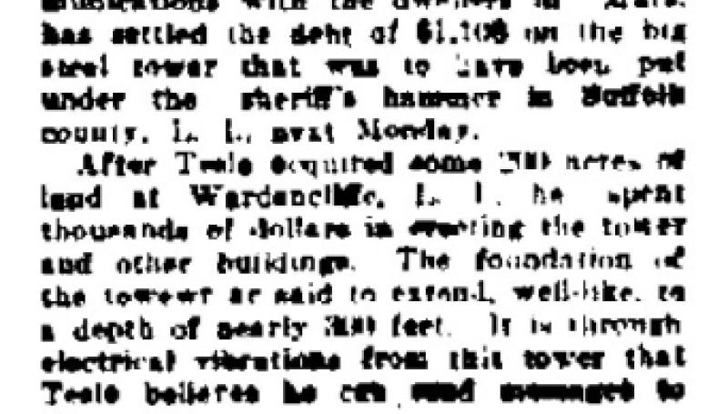 Preview of Tesla Pays Debt on His Tower article