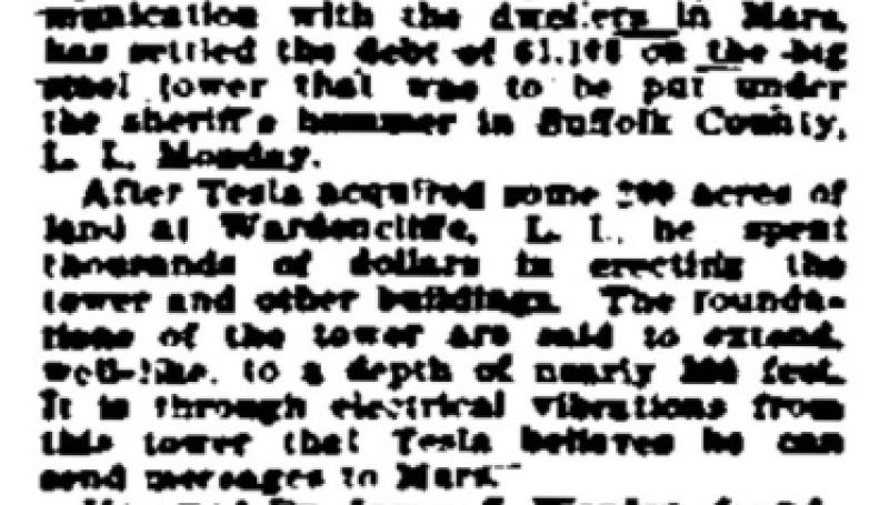 Preview of Tesla Saves His Tower article