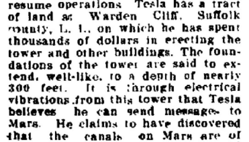 Preview of Nikola Tesla Settles Debt on Wardenclyffe article
