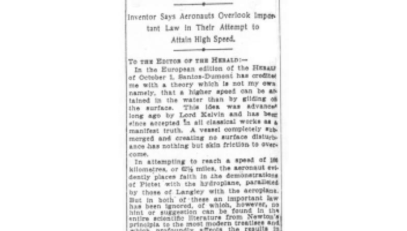 Preview of Submerged Vessel, He Says, Can Go 65 Miles article