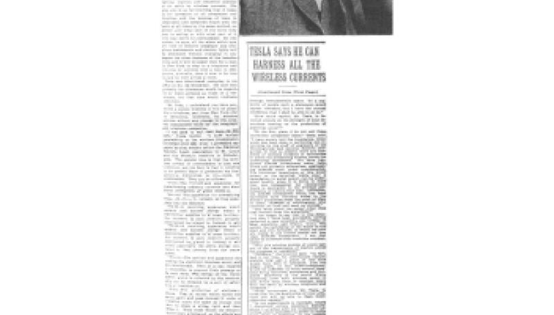 Preview of Tesla Says He Can Harness All The Wireless Currents article