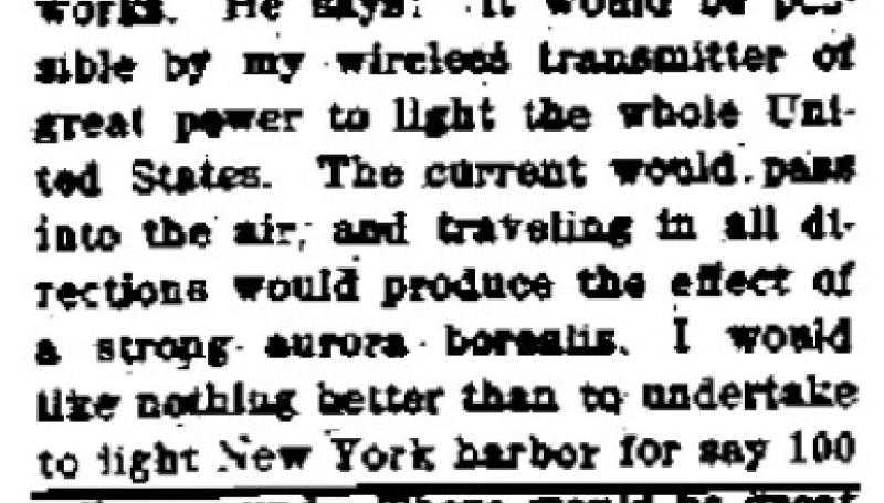 Preview of Nikola Tesla to Light the Whole United States article