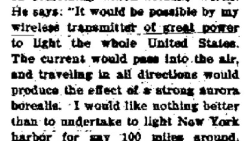 Preview of Nikola Tesla to Light the Whole United States (reprint 2) article