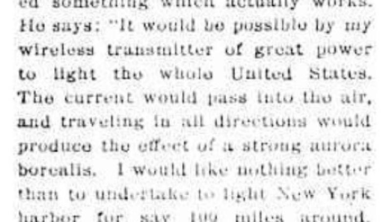 Preview of Nikola Tesla to Light the Whole United States (reprint 3) article