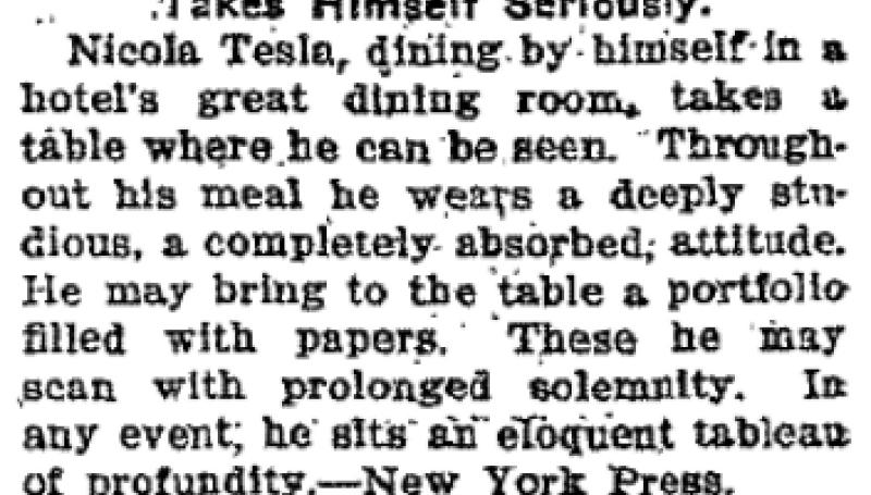 Preview of Nikola Tesla's Dining Habits article