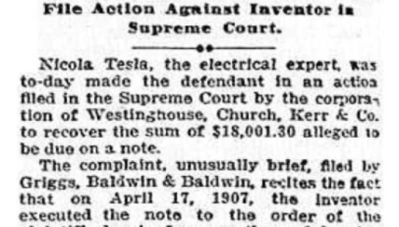 Preview of Sue Nikola Tesla for Note of $18,001.30 article