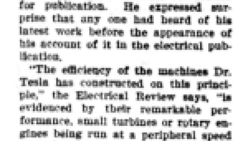 Preview of Nikola Tesla Has a New Invention article