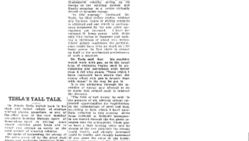 Preview of Tesla's Tall Talk (reprint) article
