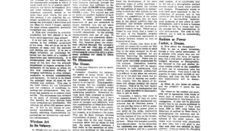 Preview of Nikola Tesla Talks of the Future of the Greatest Problems Now Confronting the Scientific World article