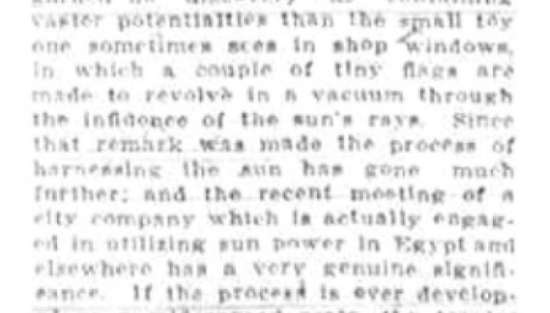 Preview of Harnessing the Sun article