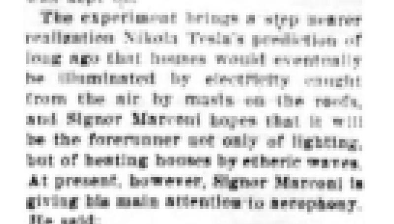 Preview of Lights Lamp 6 Miles Away by Wireless (reprint) article