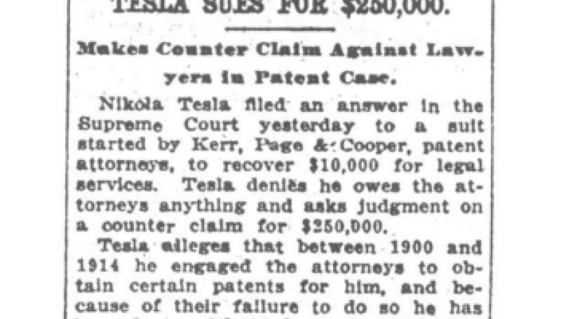 Preview of Tesla Sues for $250,000 article