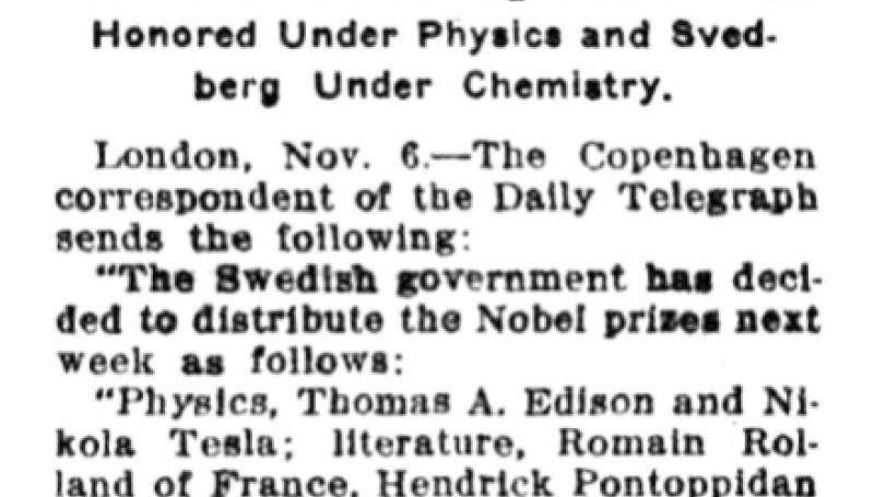 Preview of Nobel Prizes Are Awarded article