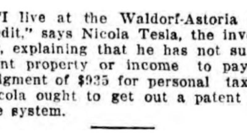 Preview of Nikola Tesla Explaining Why He Can't Pay article