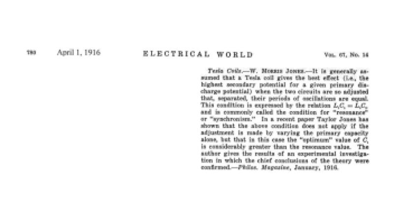 Preview of Tesla Coils - Resonance and Tuning article