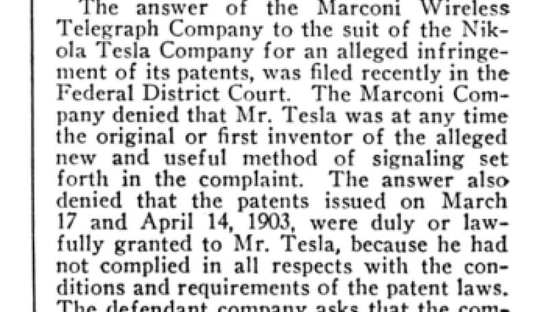 Preview of Tesla vs. Marconi Company article
