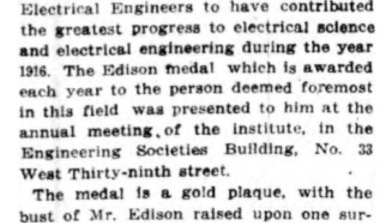 Preview of Edison Medal Goes to Nikola Tesla (reprint) article