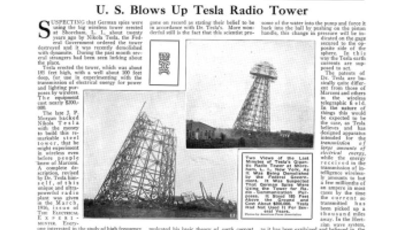 Preview of U. S. Blows Up Tesla Radio Tower article