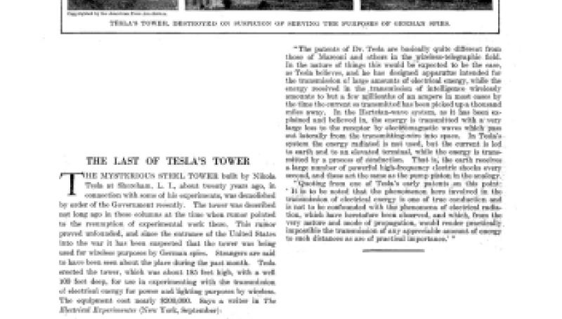 Preview of The Last of Tesla's Tower article